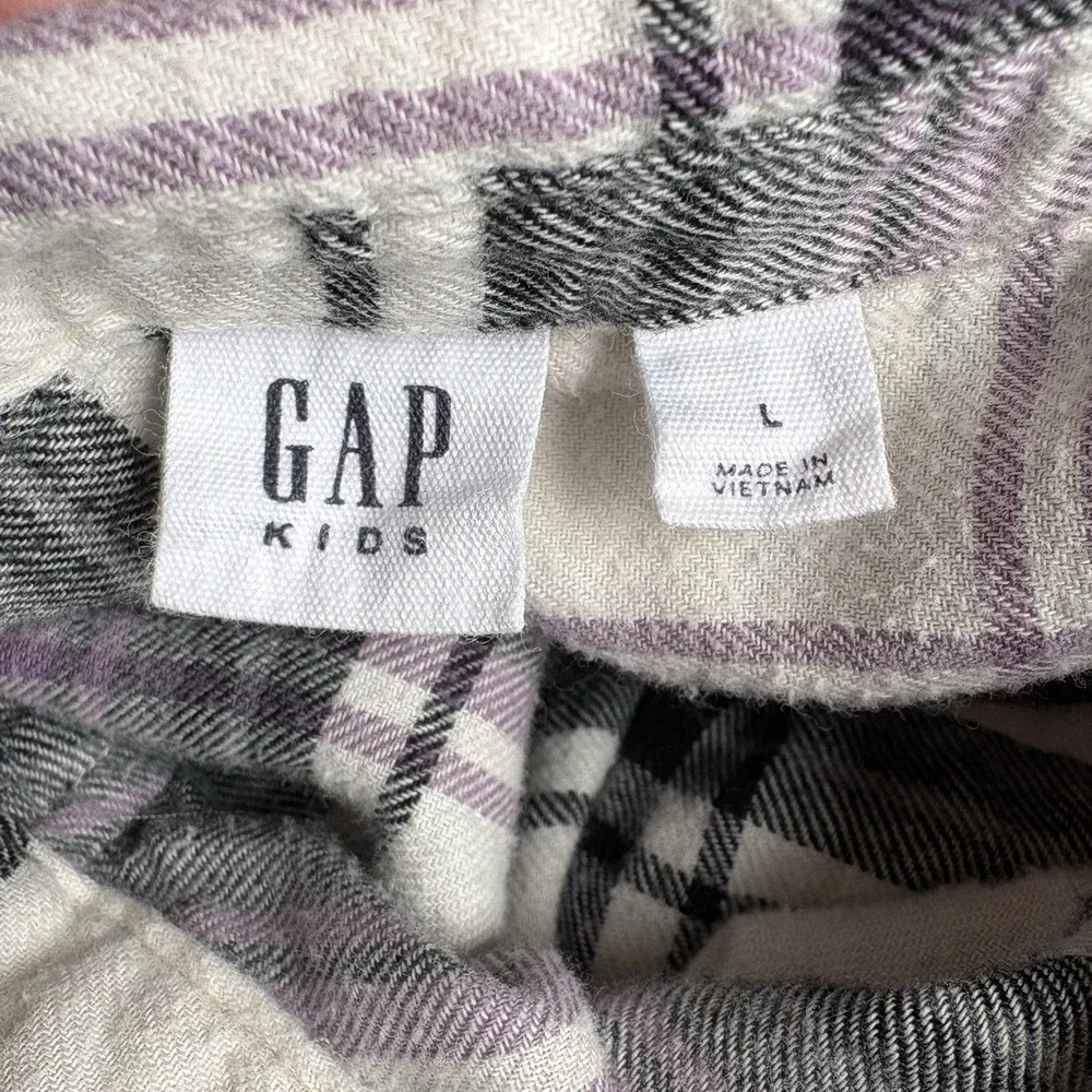 White/Purple/Black/Grey Gap Kids L Button Down Flannel 100% Cotton